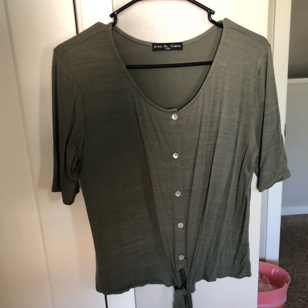 Olive Tie Front Shirt